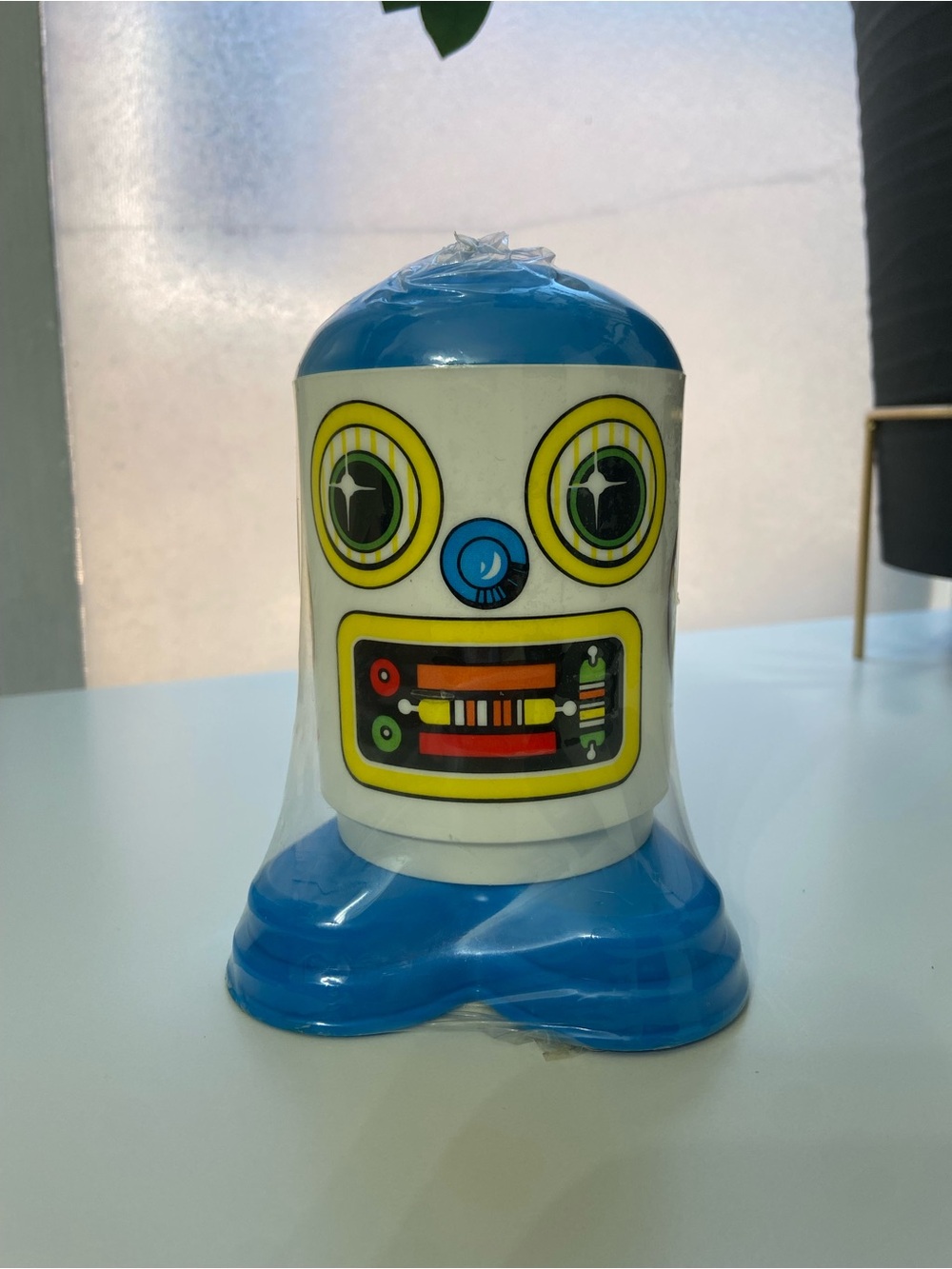 Vintage Blue Robot Mug with Straw Inside - SERVO